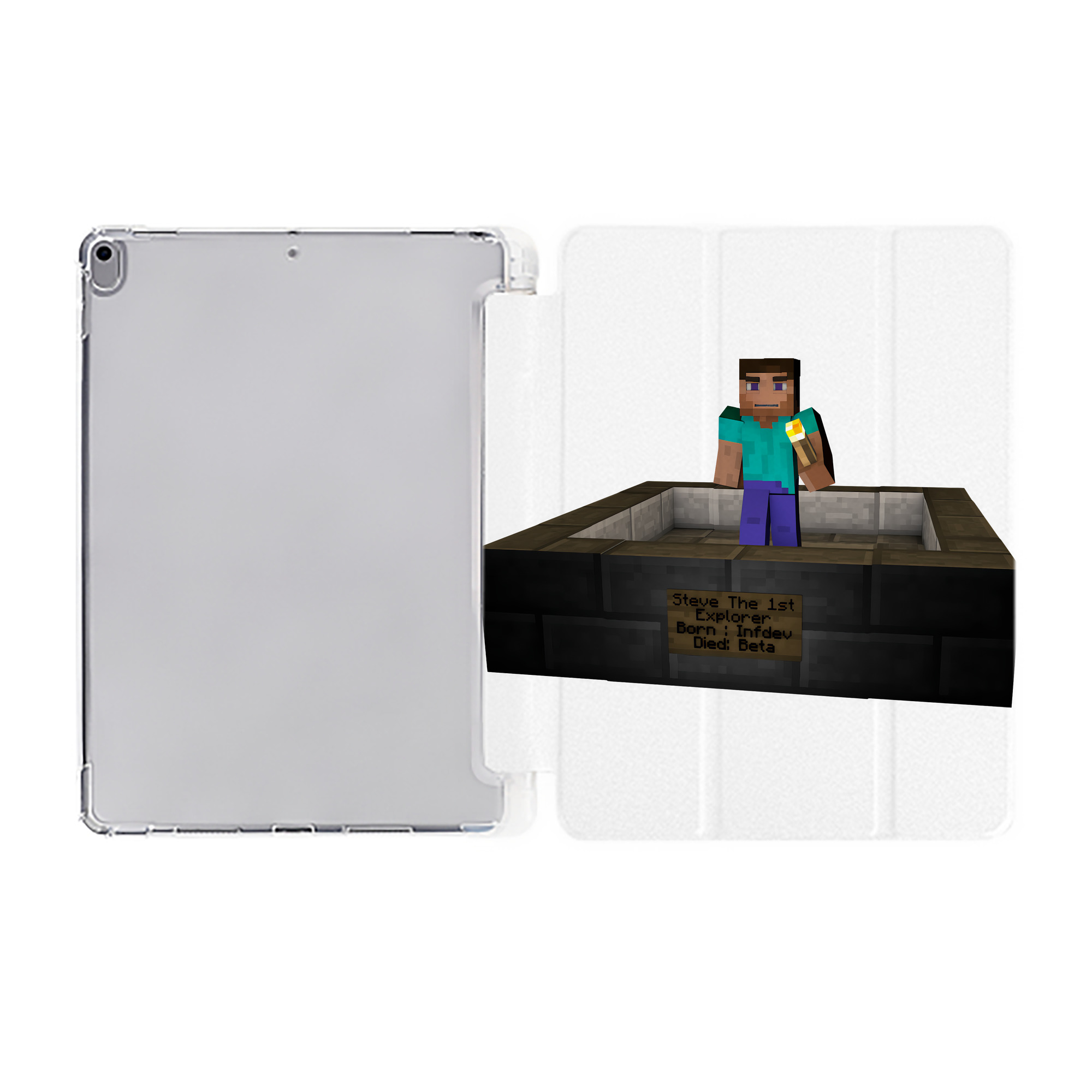 （画像用） マインクラフト ブロックの世界 Minecraft MC Block world IPad ケース ペン収納付き 三つ折りスタンド PUレザー×シリコン 対応機種9.5/10.5/10.9インチ